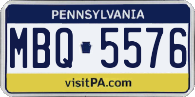 PA license plate MBQ5576