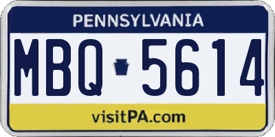 PA license plate MBQ5614