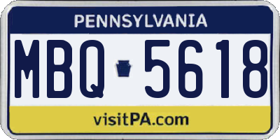 PA license plate MBQ5618
