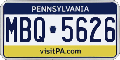 PA license plate MBQ5626