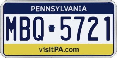 PA license plate MBQ5721