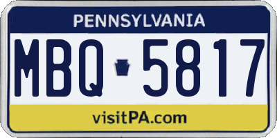 PA license plate MBQ5817