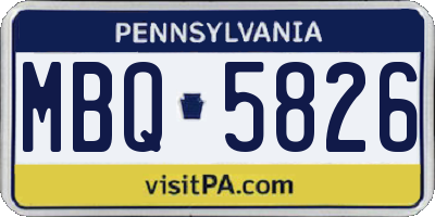 PA license plate MBQ5826