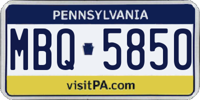 PA license plate MBQ5850