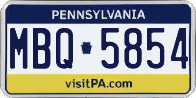 PA license plate MBQ5854