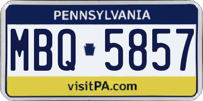 PA license plate MBQ5857