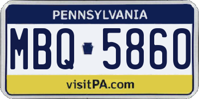 PA license plate MBQ5860