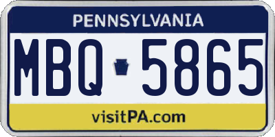 PA license plate MBQ5865