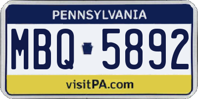 PA license plate MBQ5892