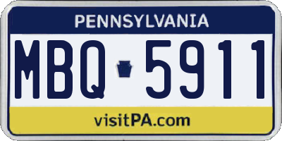 PA license plate MBQ5911