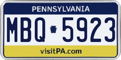 PA license plate MBQ5923