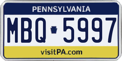 PA license plate MBQ5997
