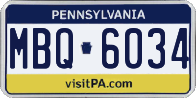 PA license plate MBQ6034