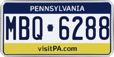 PA license plate MBQ6288