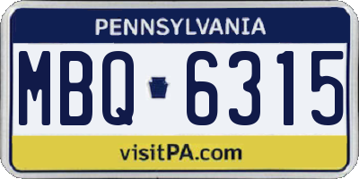 PA license plate MBQ6315