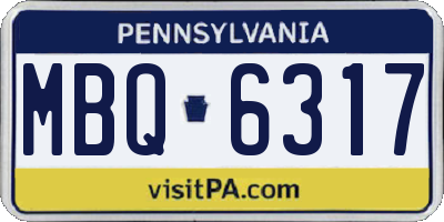 PA license plate MBQ6317