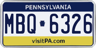 PA license plate MBQ6326