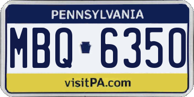 PA license plate MBQ6350