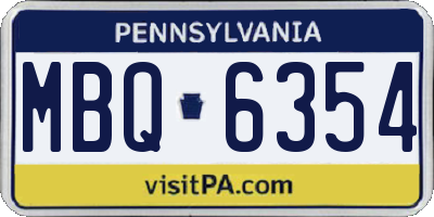 PA license plate MBQ6354