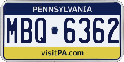 PA license plate MBQ6362