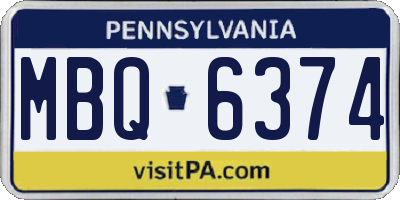 PA license plate MBQ6374