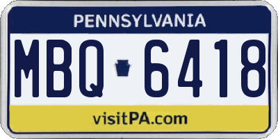 PA license plate MBQ6418