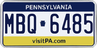 PA license plate MBQ6485