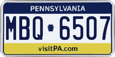PA license plate MBQ6507