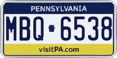 PA license plate MBQ6538