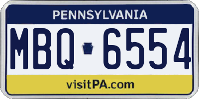 PA license plate MBQ6554