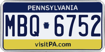 PA license plate MBQ6752