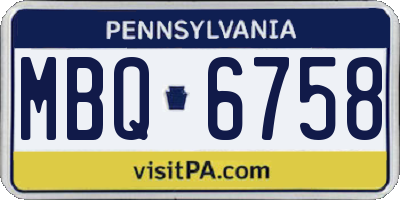 PA license plate MBQ6758