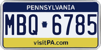 PA license plate MBQ6785