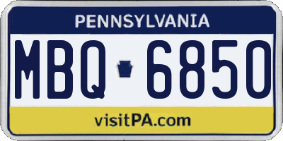 PA license plate MBQ6850