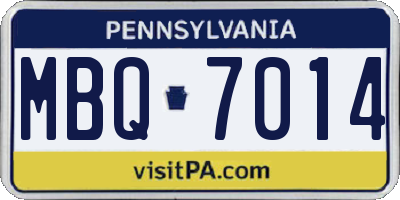 PA license plate MBQ7014
