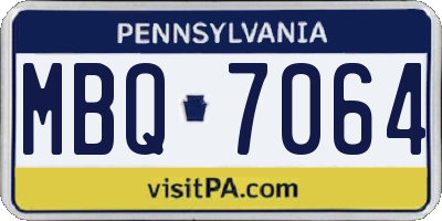 PA license plate MBQ7064