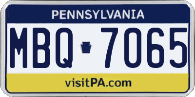 PA license plate MBQ7065