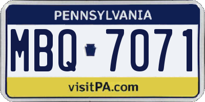 PA license plate MBQ7071