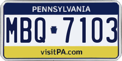 PA license plate MBQ7103