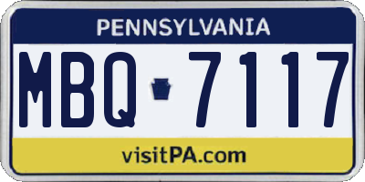 PA license plate MBQ7117