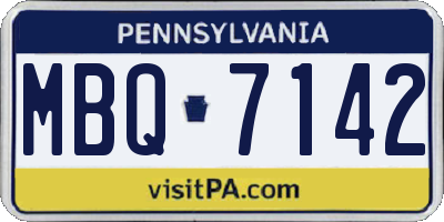 PA license plate MBQ7142