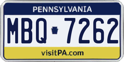 PA license plate MBQ7262