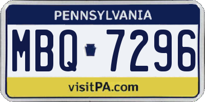 PA license plate MBQ7296