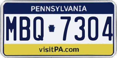 PA license plate MBQ7304