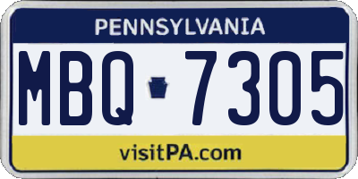 PA license plate MBQ7305