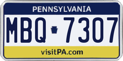 PA license plate MBQ7307