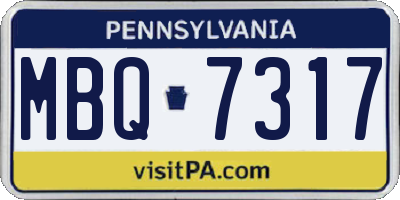 PA license plate MBQ7317