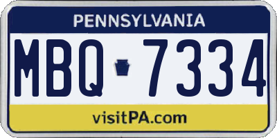 PA license plate MBQ7334