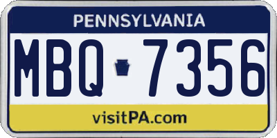 PA license plate MBQ7356