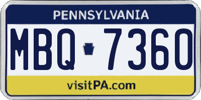 PA license plate MBQ7360